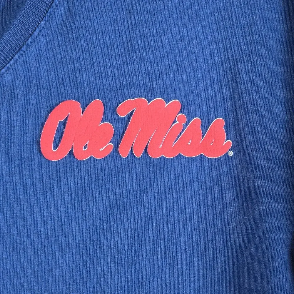 Ole Miss Rebels Spirit Jersey Womens XS Navy Oversized V Neck Cotton Shirt - Picture 10 of 12